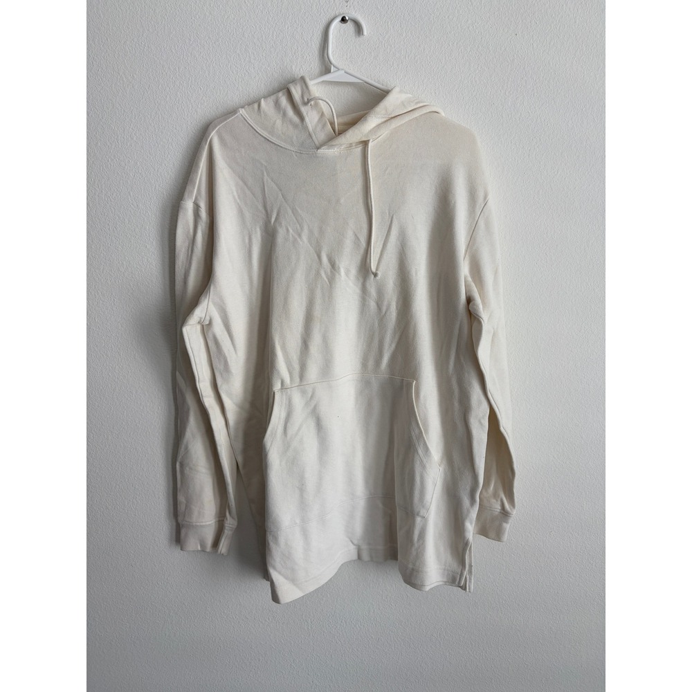 Original Use Mens Cream Long Sleeve Pullover Hoodie Sweatshirt Size M